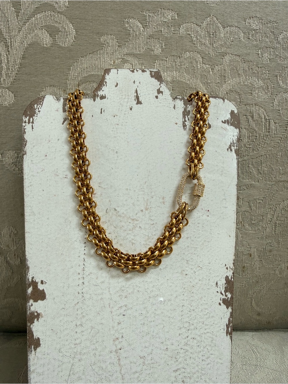 Gold Stainless Steel Carabiner Necklace